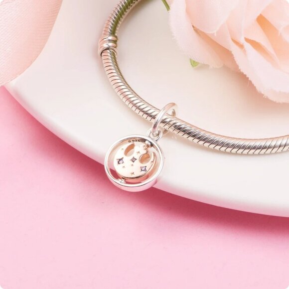 🎁 Pandora Rebel SterlingSilver rose gold Blue sapphires - Picture 6 of 16